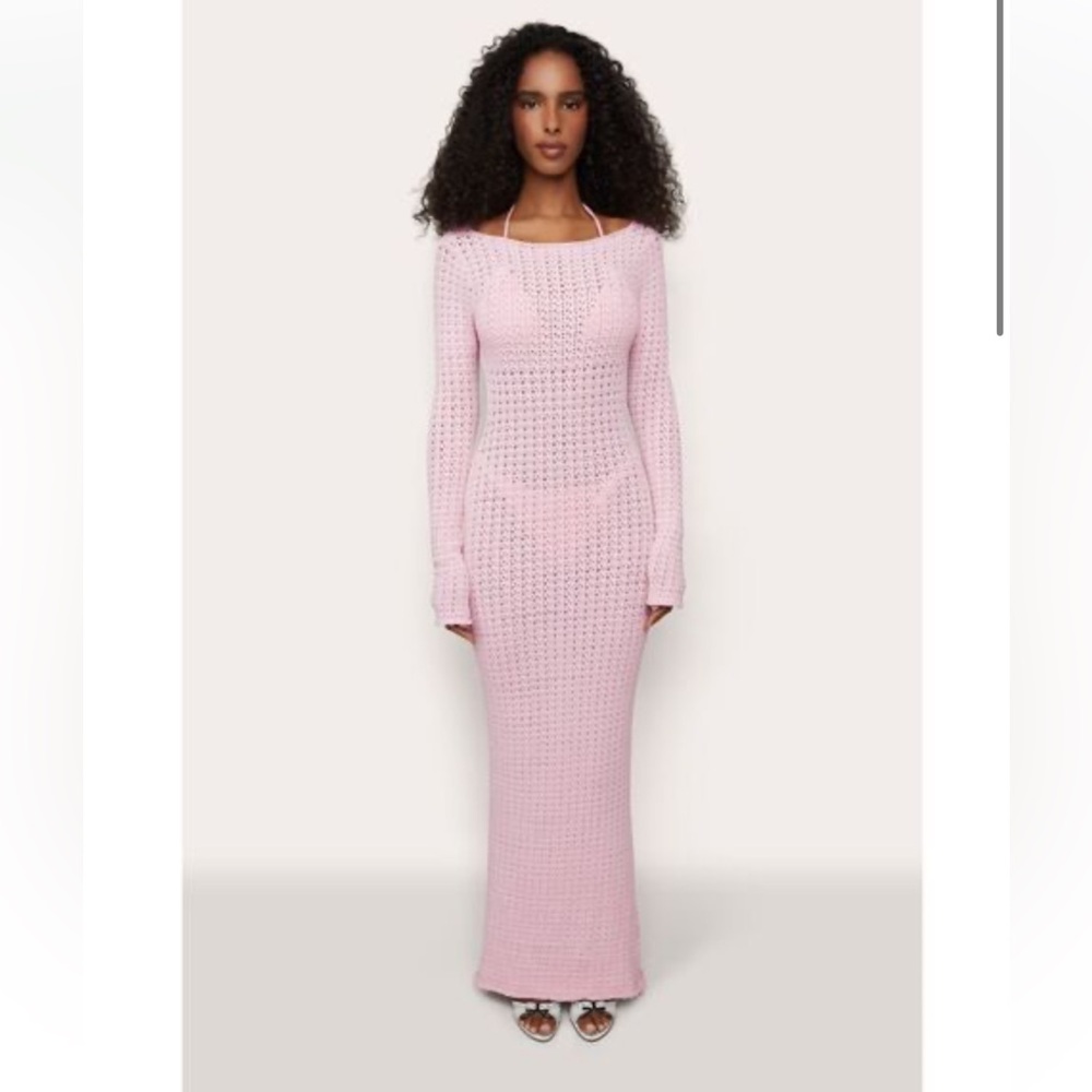 Danielle Guizio Hayes Crochet Dress - Pink